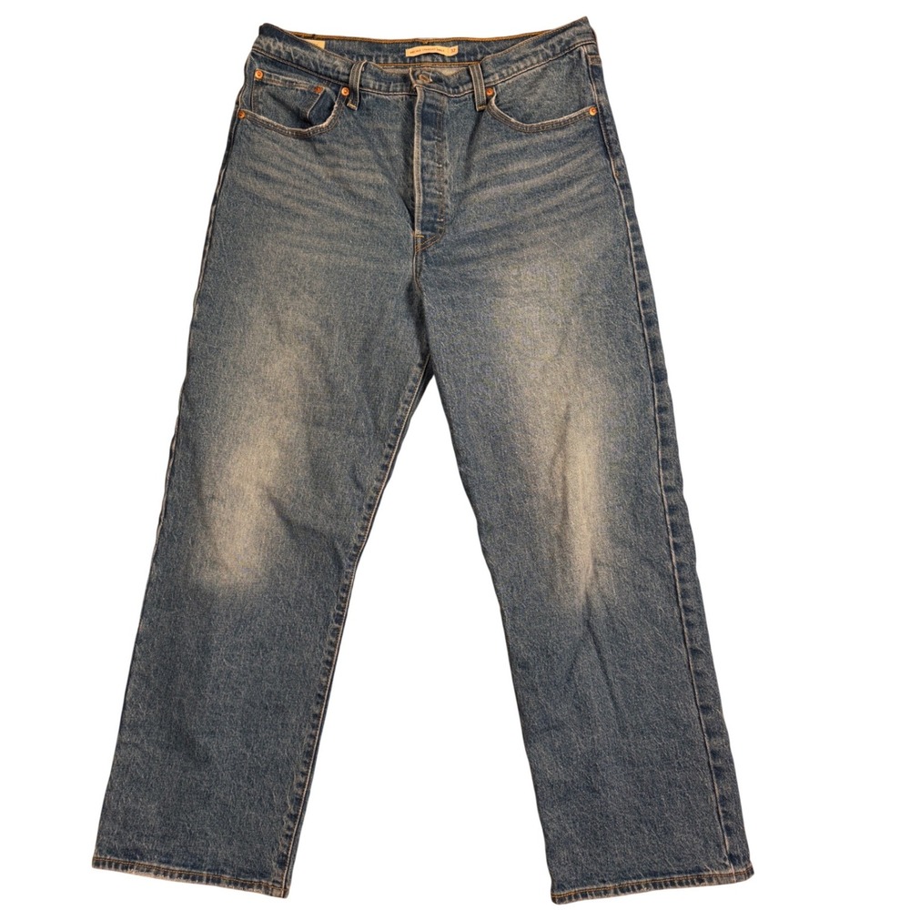 Levis Ribcage Straight Ankle Jeans Womens 32 Medium Wash‎ High Rise Button Fly